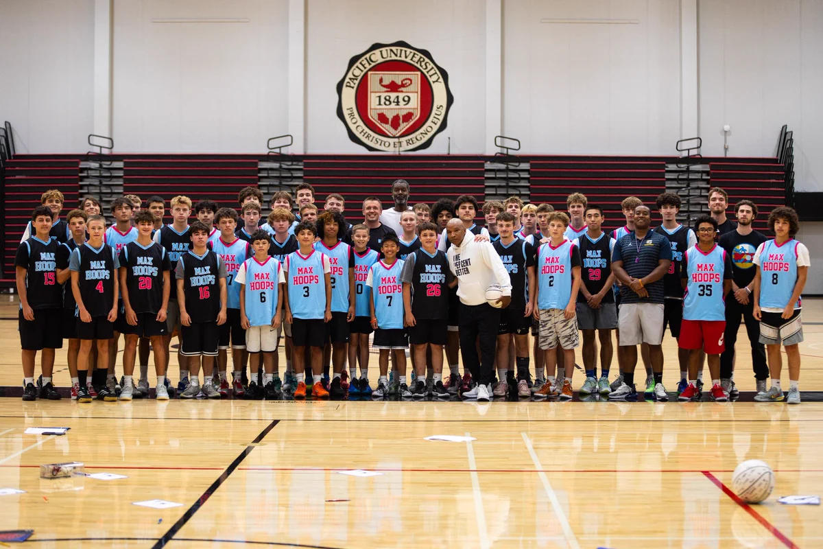 The Max Hoops camp team together at Pacific University
